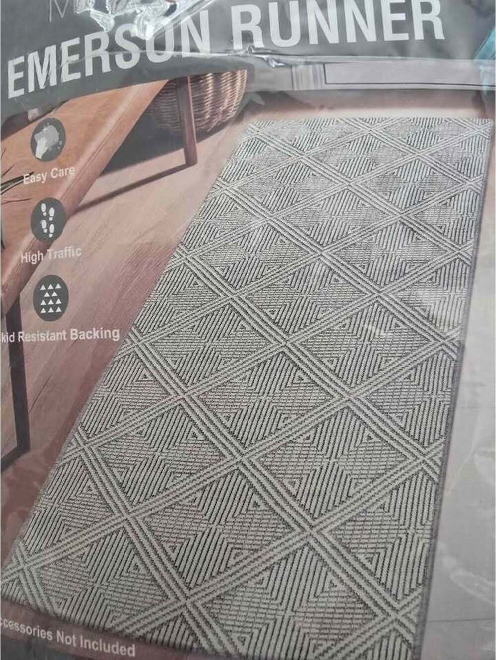 Emerson Mineral Spring Runner Rug 2' x 7' – Ivory/Gray – Skid-Resistant Backing